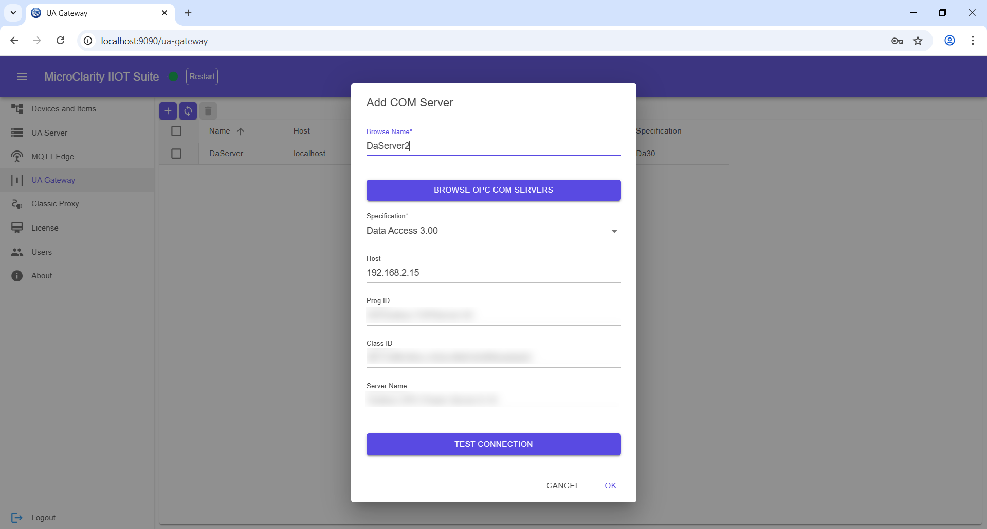 Add OPC Classic Server